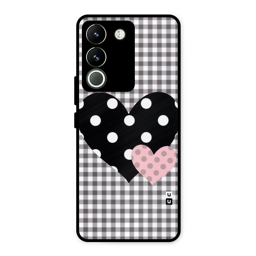 Polka Check Hearts Metal Back Case for Vivo Y200