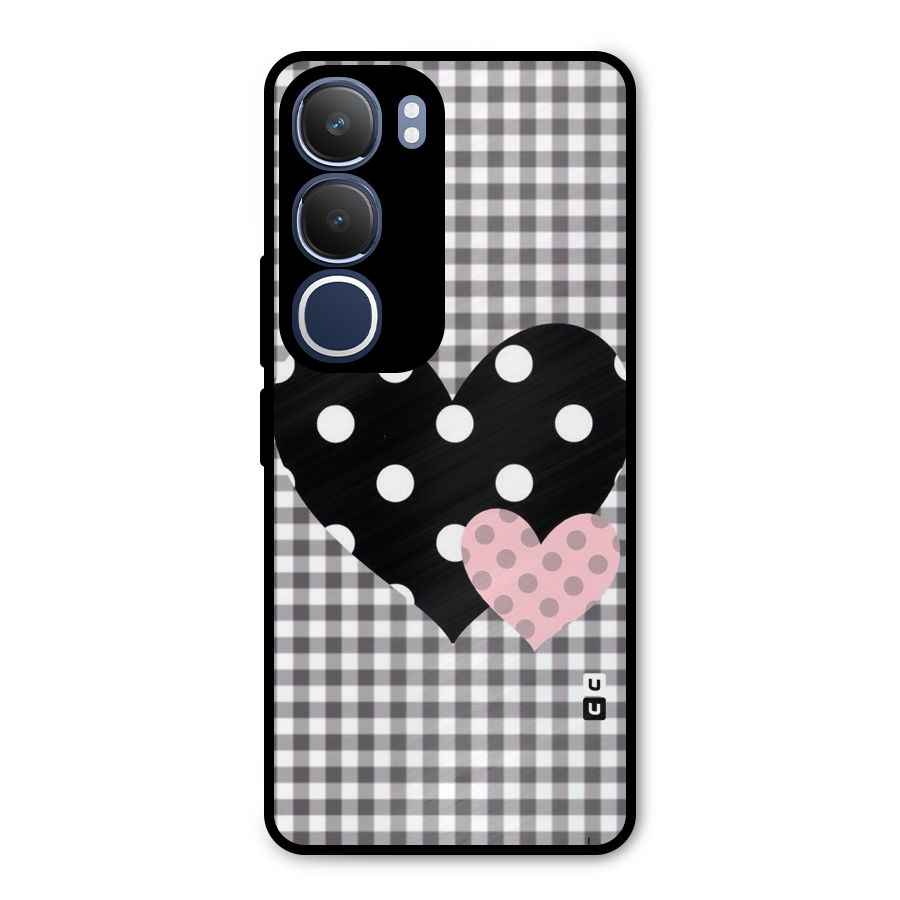 Polka Check Hearts Metal Back Case for Vivo Y29