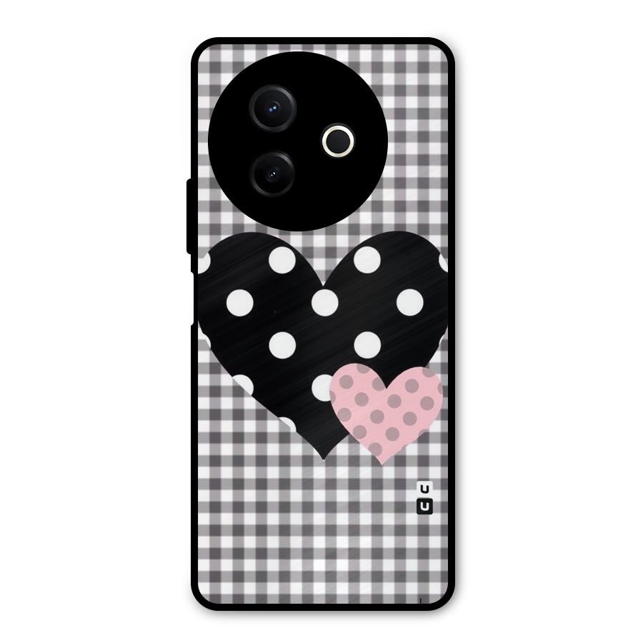 Polka Check Hearts Metal Back Case for Vivo Y39