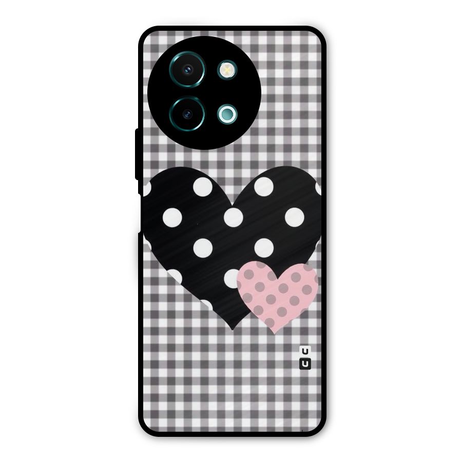 Polka Check Hearts Metal Back Case for Vivo Y58