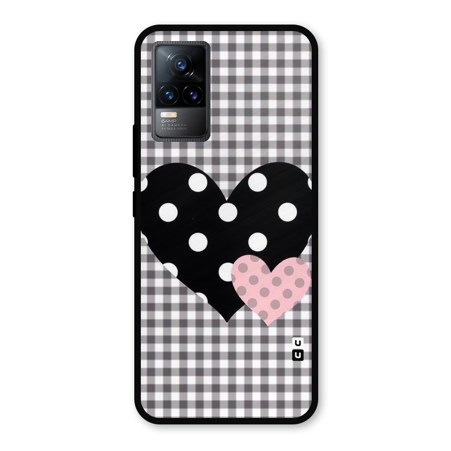 Polka Check Hearts Metal Back Case for Vivo Y73