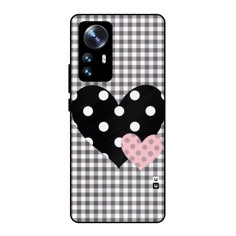 Polka Check Hearts Metal Back Case for Xiaomi 12 Pro