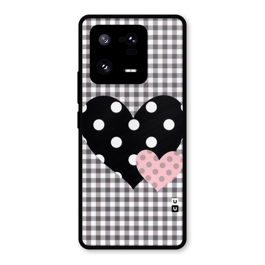 Polka Check Hearts Metal Back Case for Xiaomi 13 Pro