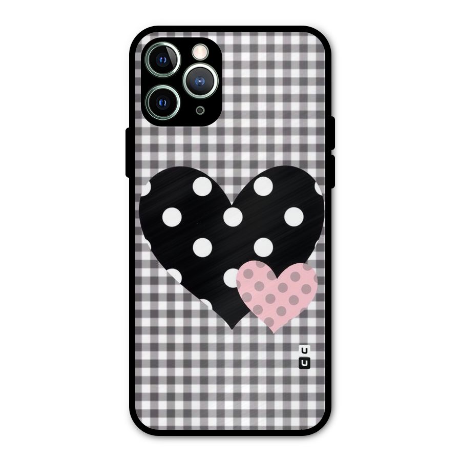 Polka Check Hearts Metal Back Case for iPhone 11 Pro Max