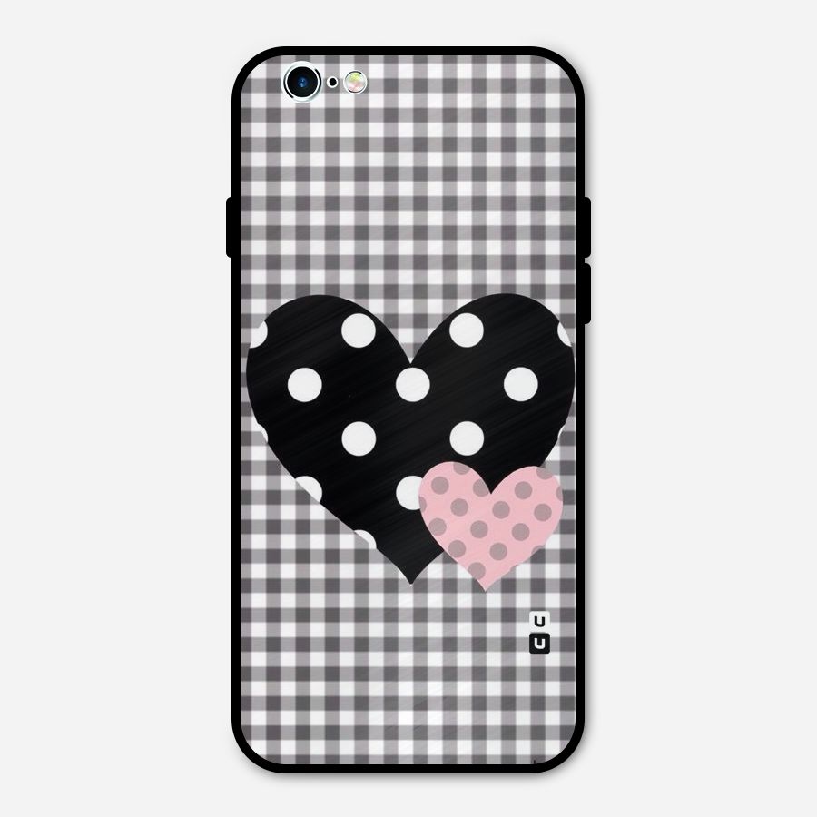 Polka Check Hearts Metal Back Case for iPhone 6 6s