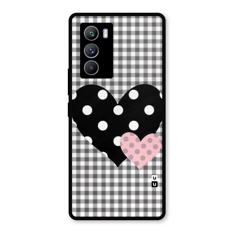 Polka Check Hearts Metal Back Case for iQOO 9 SE