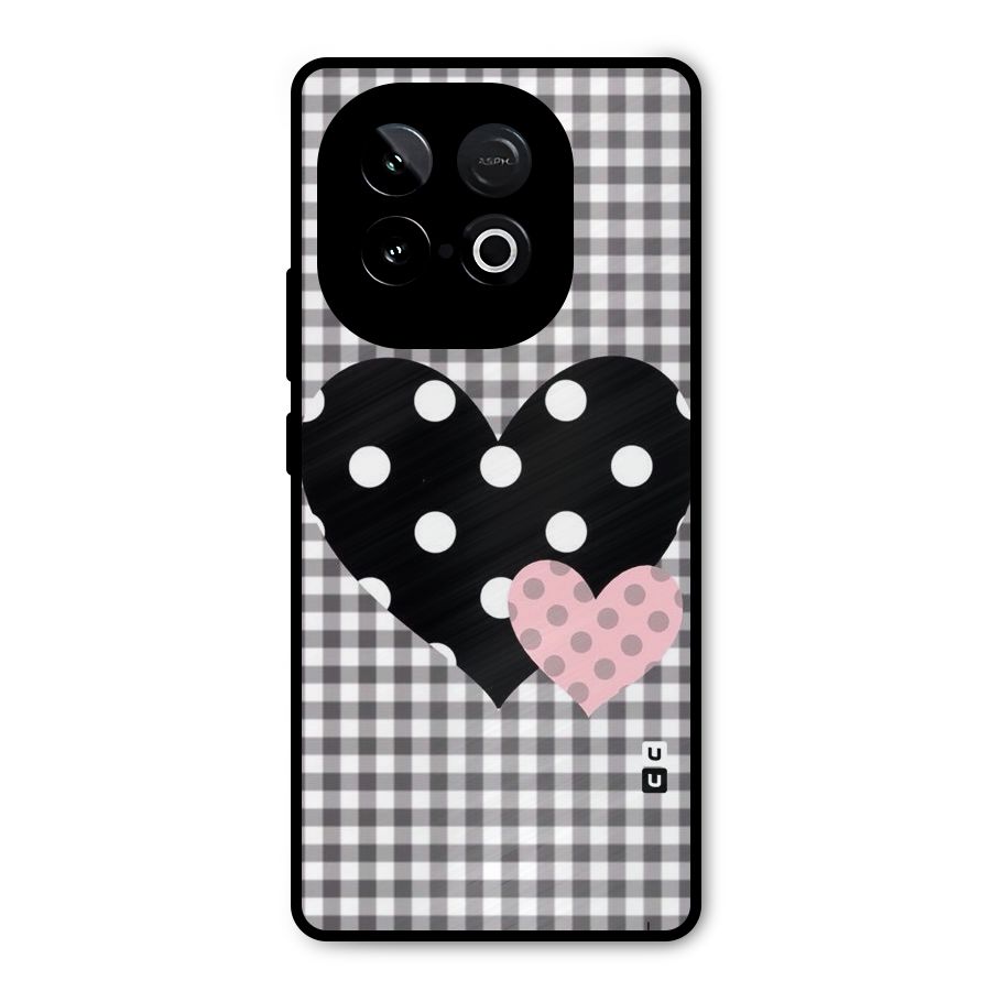 Polka Check Hearts Metal Back Case for iQOO Neo 10