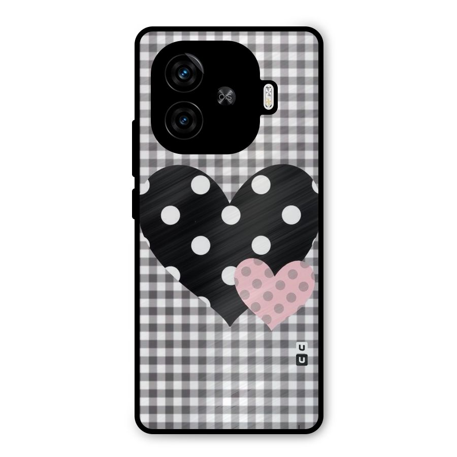 Polka Check Hearts Metal Back Case for iQOO Neo 10R