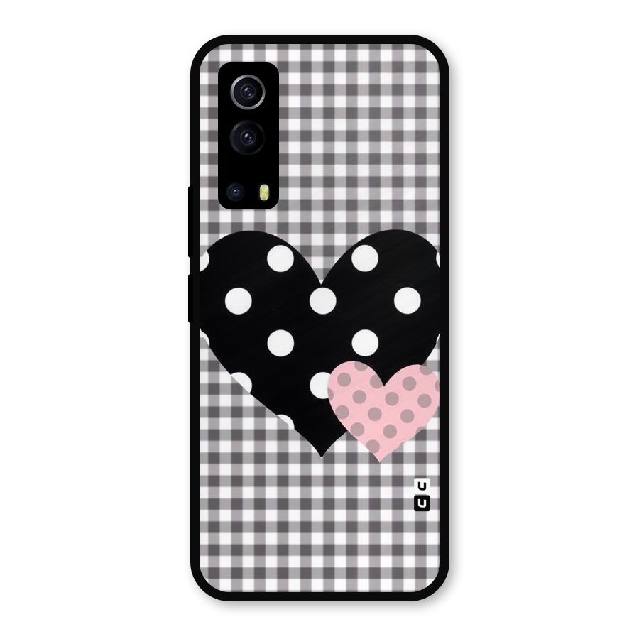 Polka Check Hearts Metal Back Case for iQOO Z3