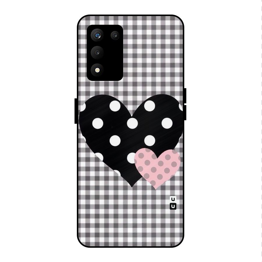 Polka Check Hearts Metal Back Case for realme 9 5G SE