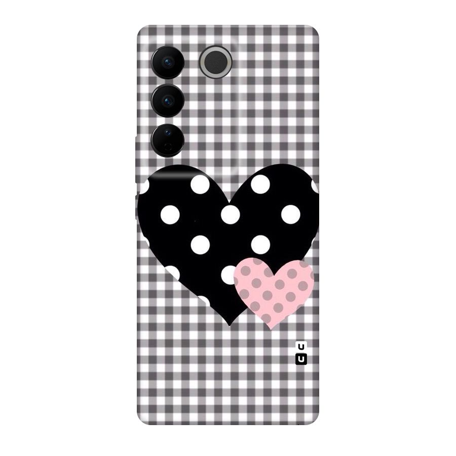 Polka Check Hearts Original Polycarbonate Back Case for Vivo V27