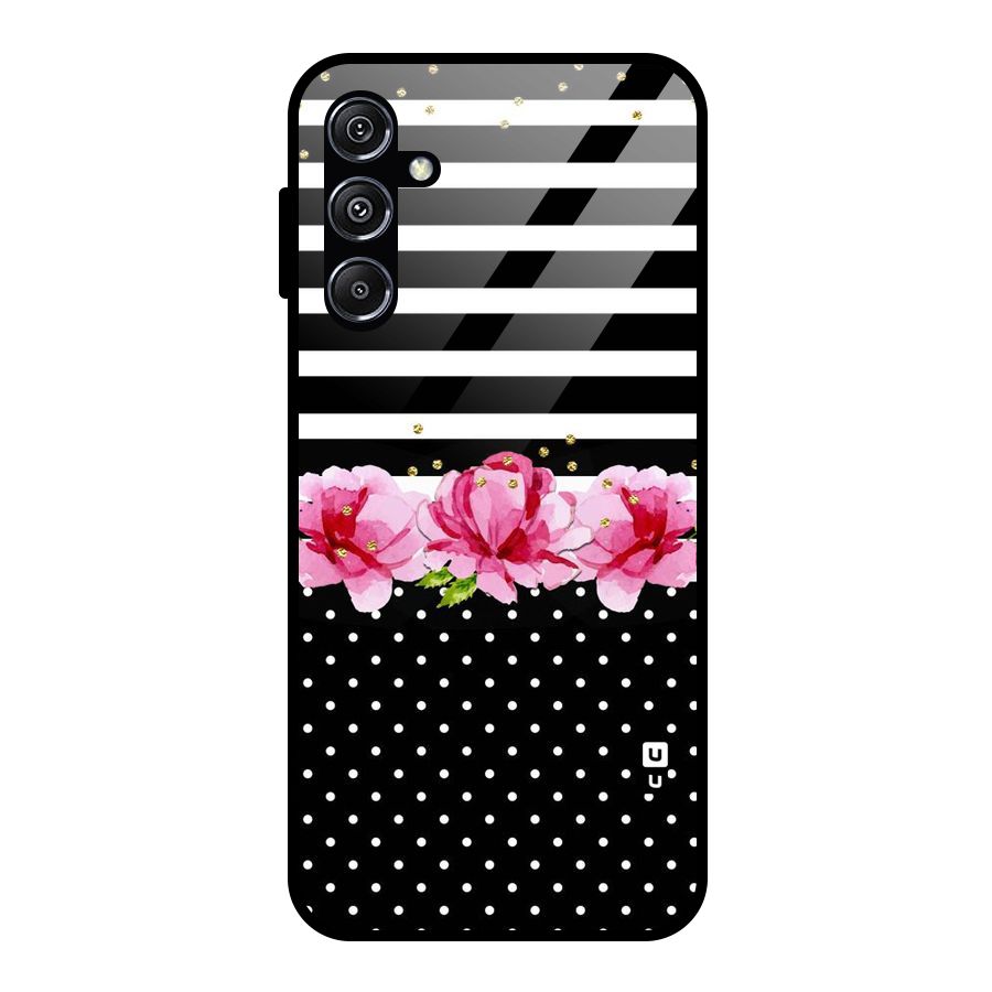 Polka Floral Stripes Glass Back Case for Galaxy M34 5G