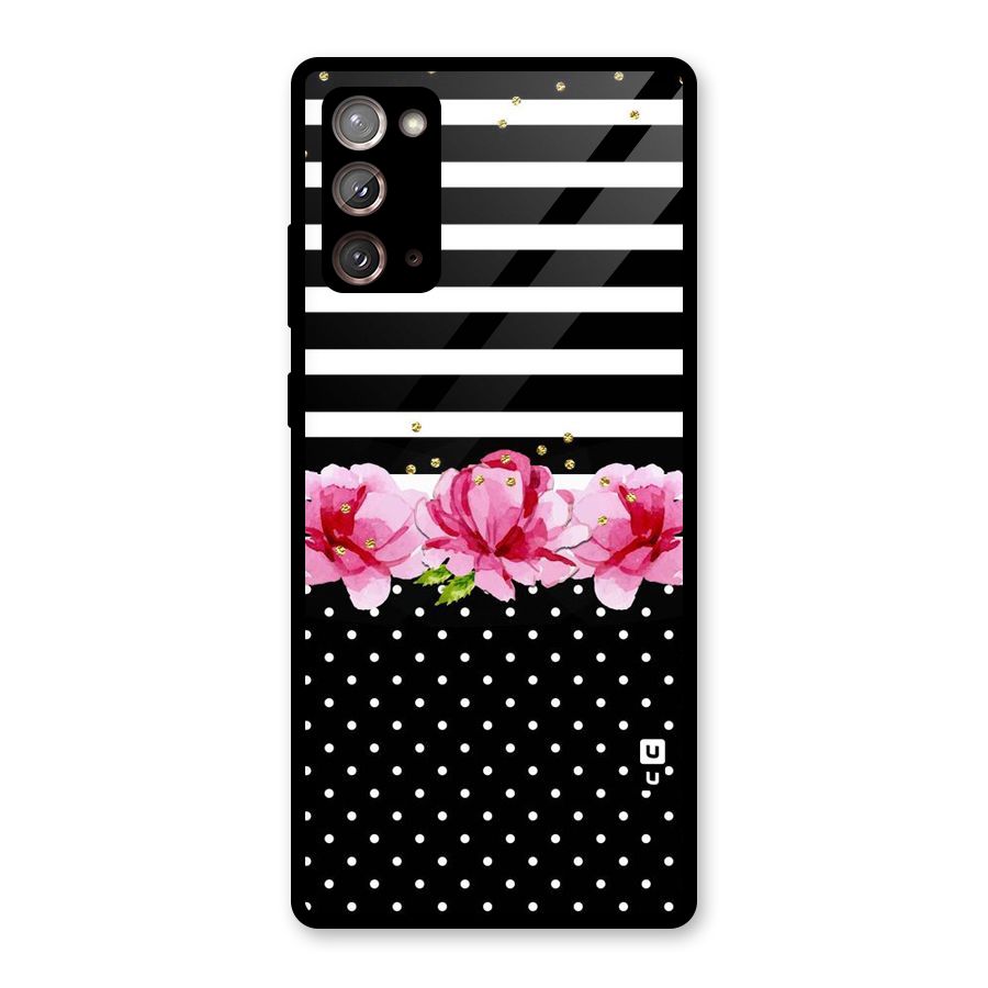Polka Floral Stripes Glass Back Case for Galaxy Note 20