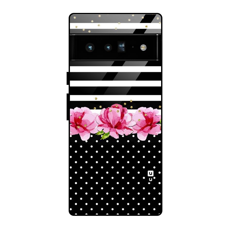 Polka Floral Stripes Glass Back Case for Google Pixel 6 Pro