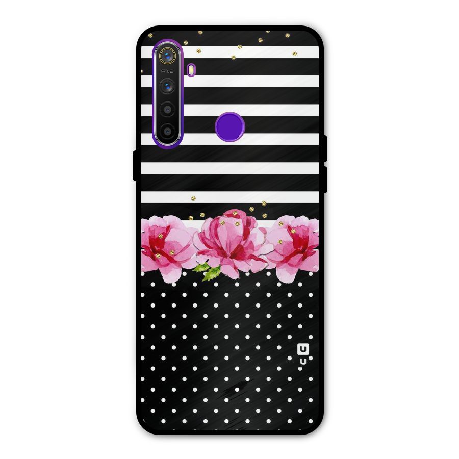 Polka Floral Stripes Glass Back Case for Realme 5s