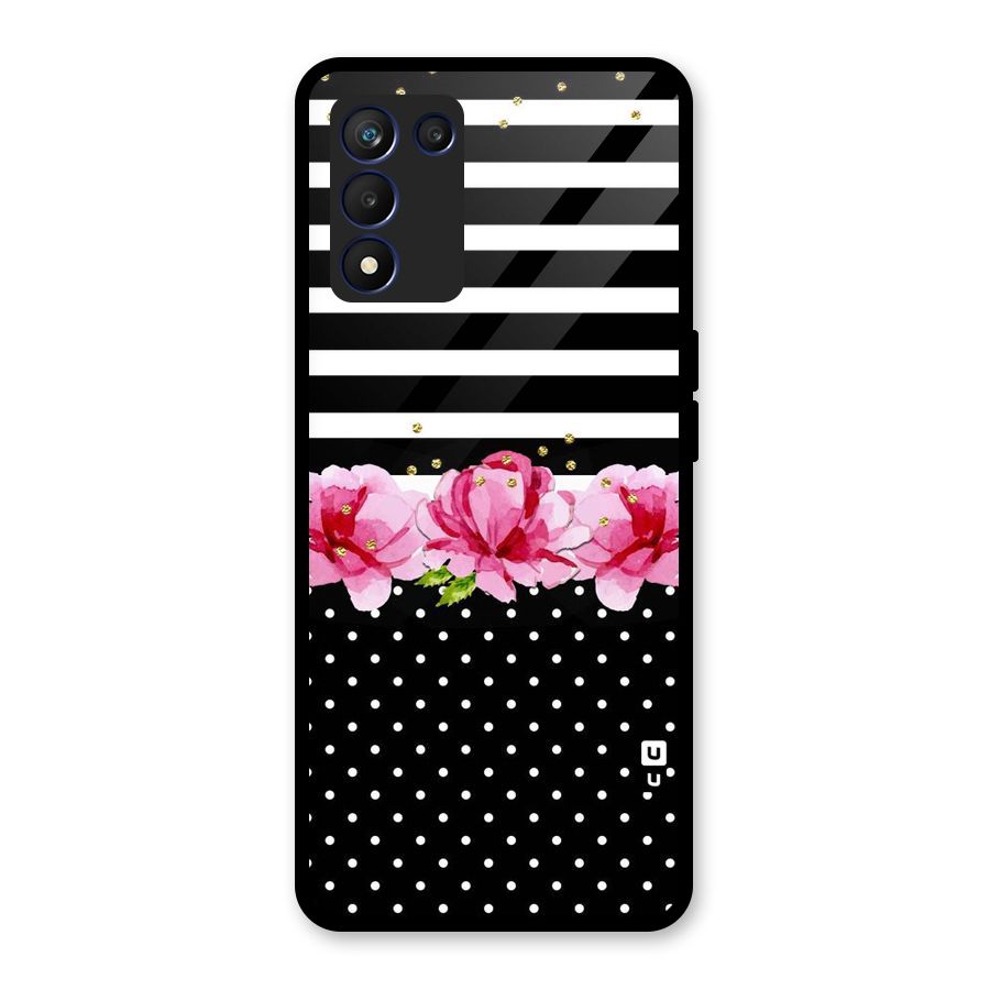 Polka Floral Stripes Glass Back Case for Realme 9 5G Speed