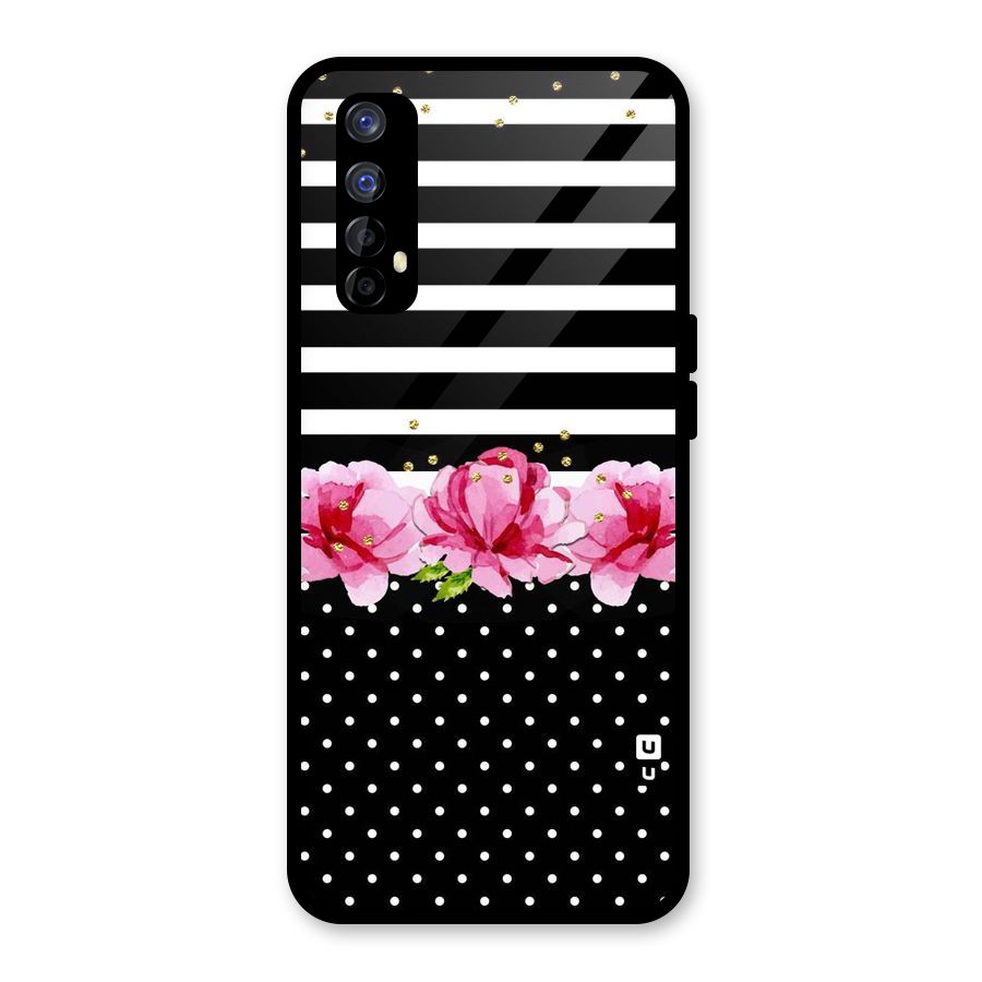 Polka Floral Stripes Glass Back Case for Realme Narzo 20 Pro