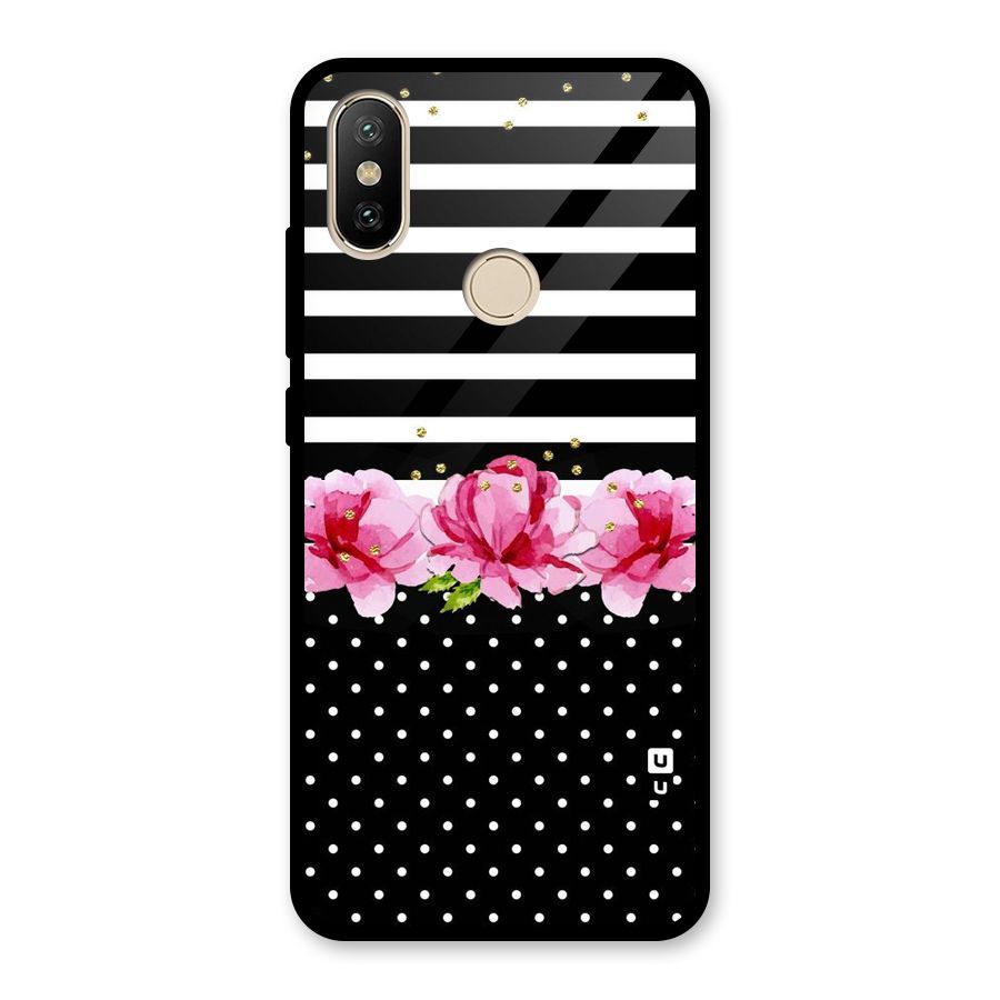Polka Floral Stripes Glass Back Case for Redmi A2