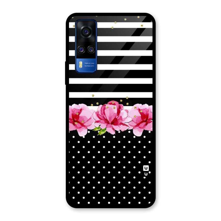 Polka Floral Stripes Glass Back Case for Vivo Y31