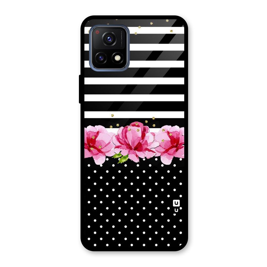 Polka Floral Stripes Glass Back Case for Vivo Y72 5G