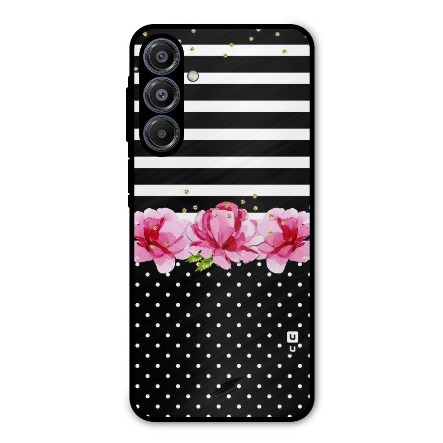 Polka Floral Stripes Metal Back Case for Galaxy A16 5G