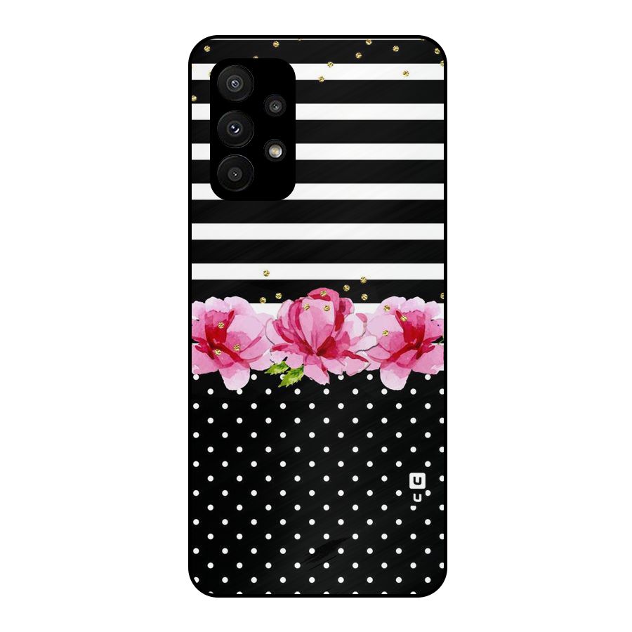 Polka Floral Stripes Metal Back Case for Galaxy A23