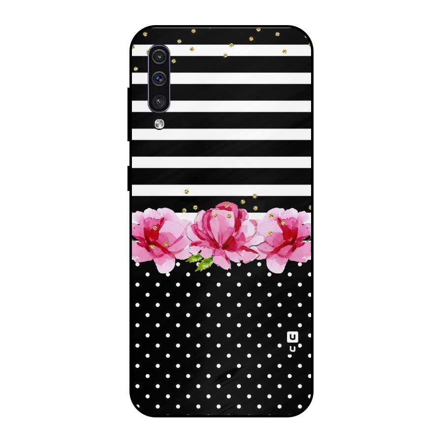 Polka Floral Stripes Metal Back Case for Galaxy A30s