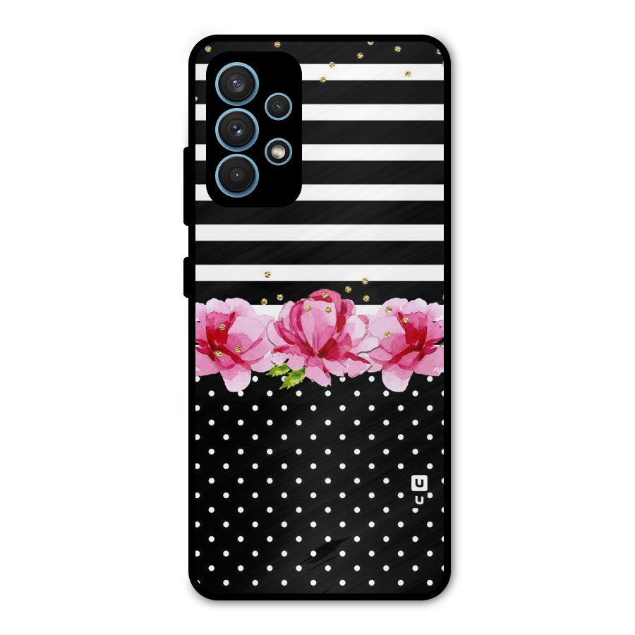 Polka Floral Stripes Metal Back Case for Galaxy A32