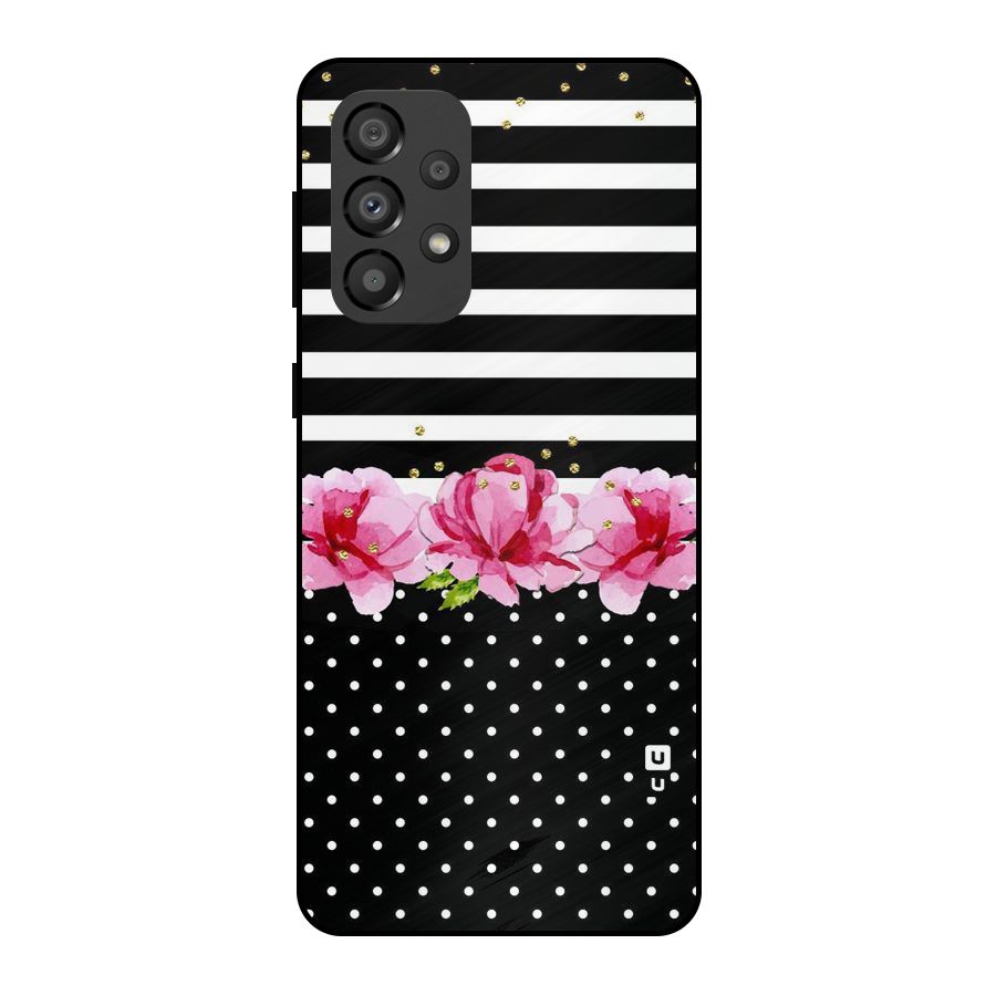 Polka Floral Stripes Metal Back Case for Galaxy A33 5G