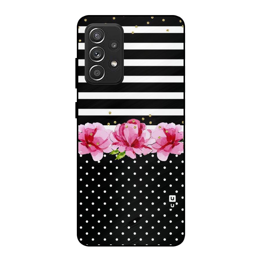 Polka Floral Stripes Metal Back Case for Galaxy A52