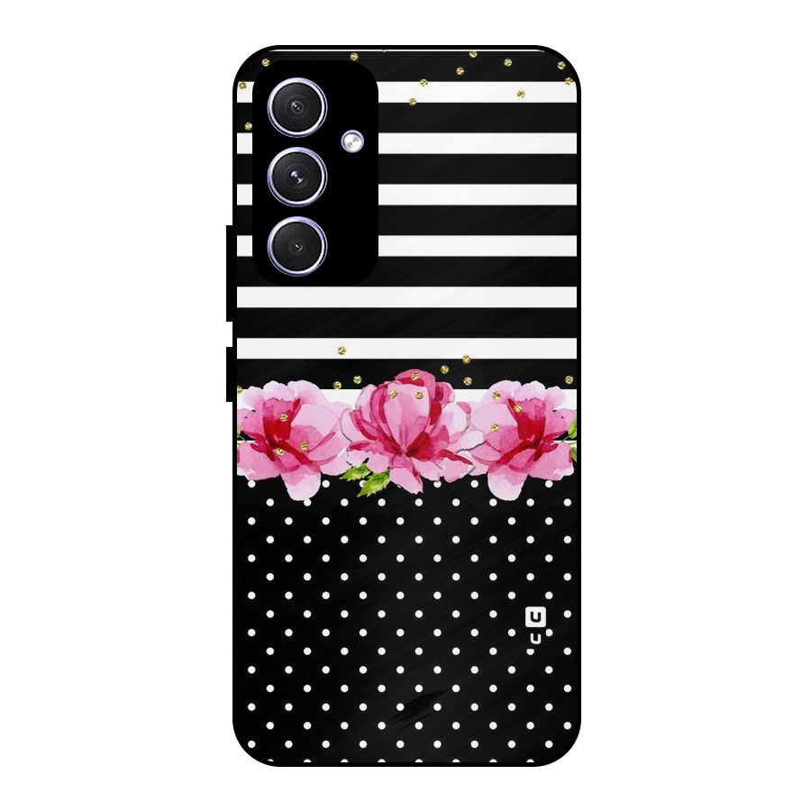 Polka Floral Stripes Metal Back Case for Galaxy A54
