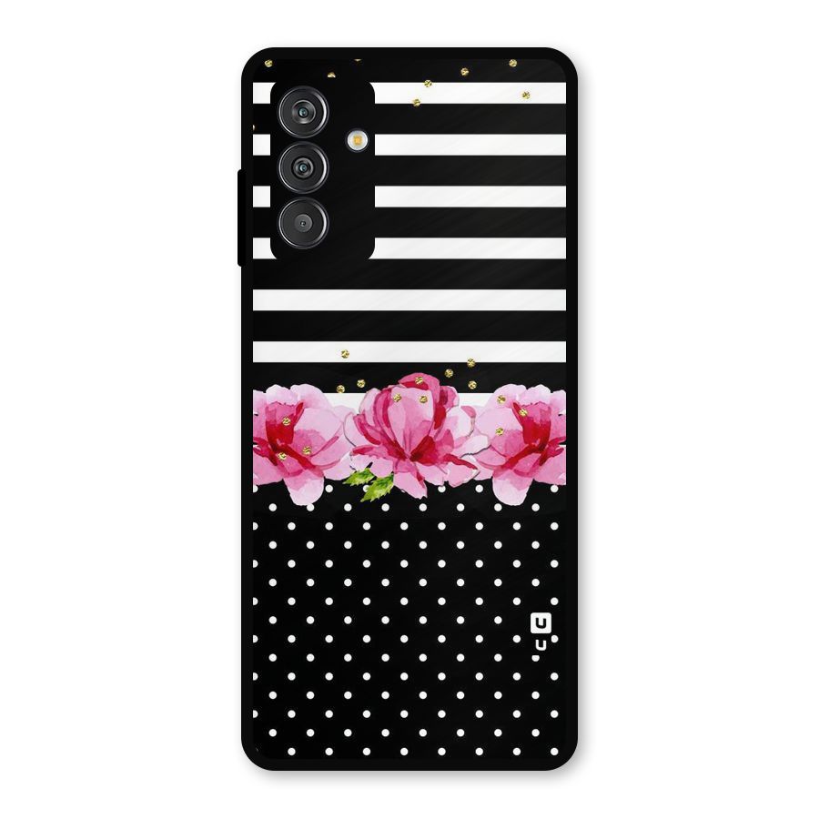Polka Floral Stripes Metal Back Case for Galaxy F13