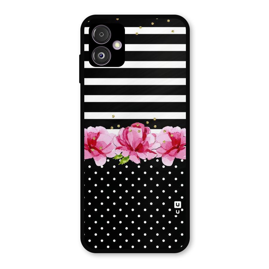 Polka Floral Stripes Metal Back Case for Galaxy F14