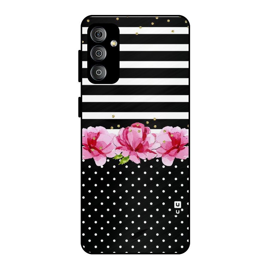 Polka Floral Stripes Metal Back Case for Galaxy F23