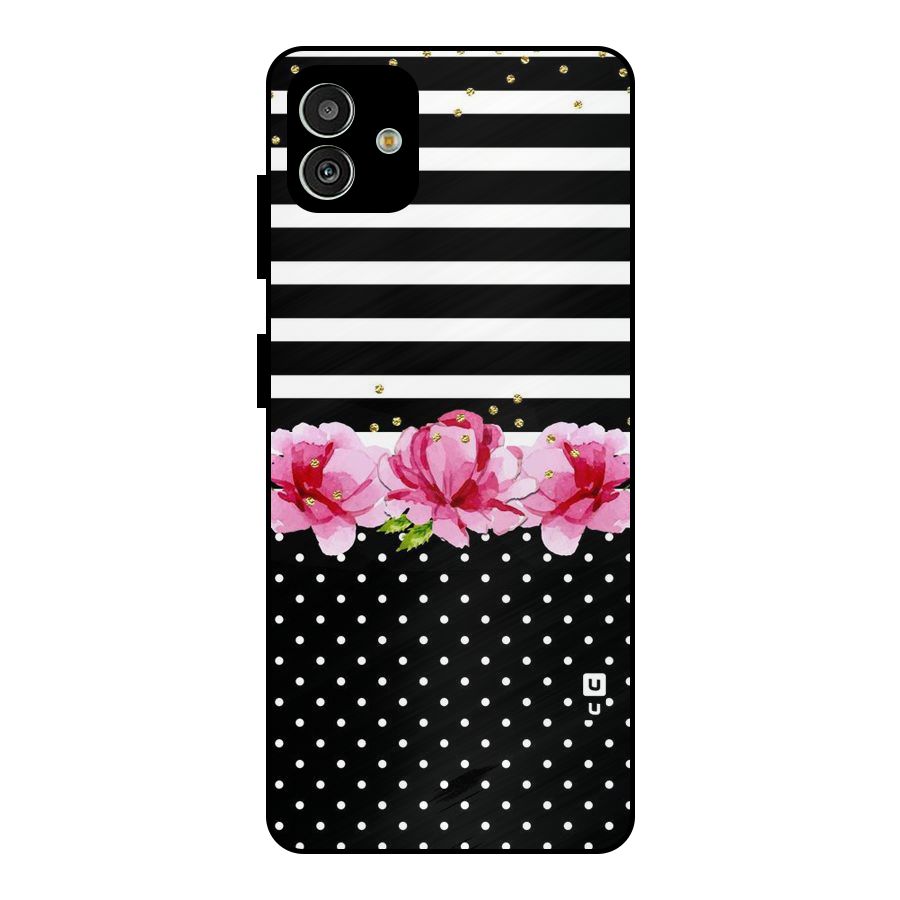 Polka Floral Stripes Metal Back Case for Galaxy M13 5G
