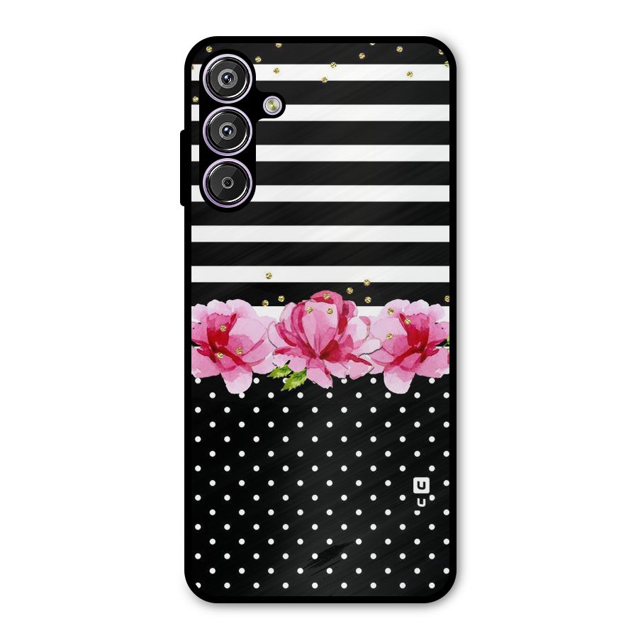 Polka Floral Stripes Metal Back Case for Galaxy M15