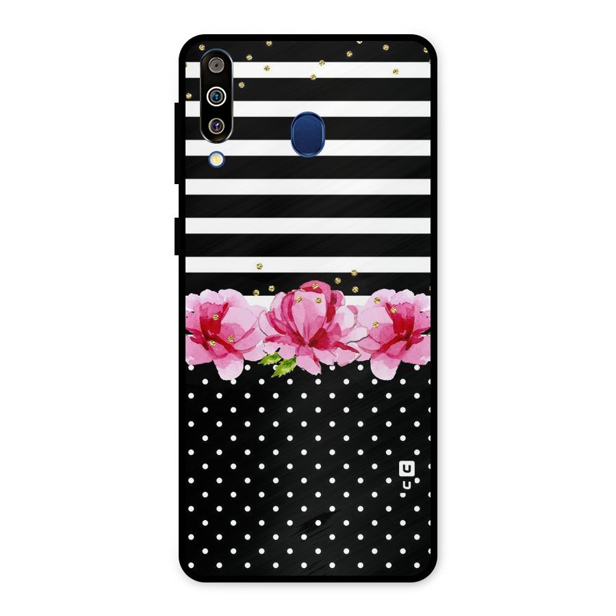 Polka Floral Stripes Metal Back Case for Galaxy M30
