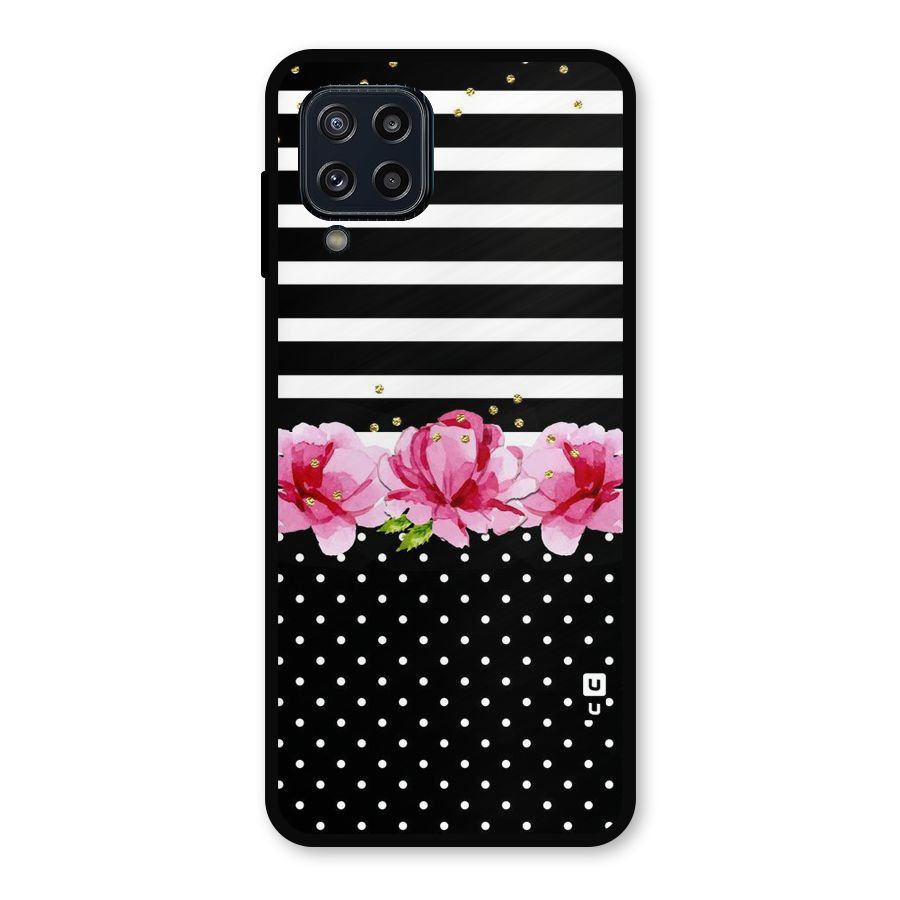 Polka Floral Stripes Metal Back Case for Galaxy M32