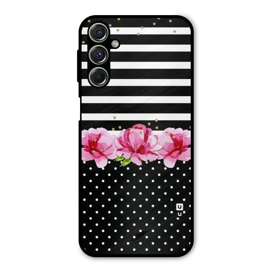 Polka Floral Stripes Metal Back Case for Galaxy M34
