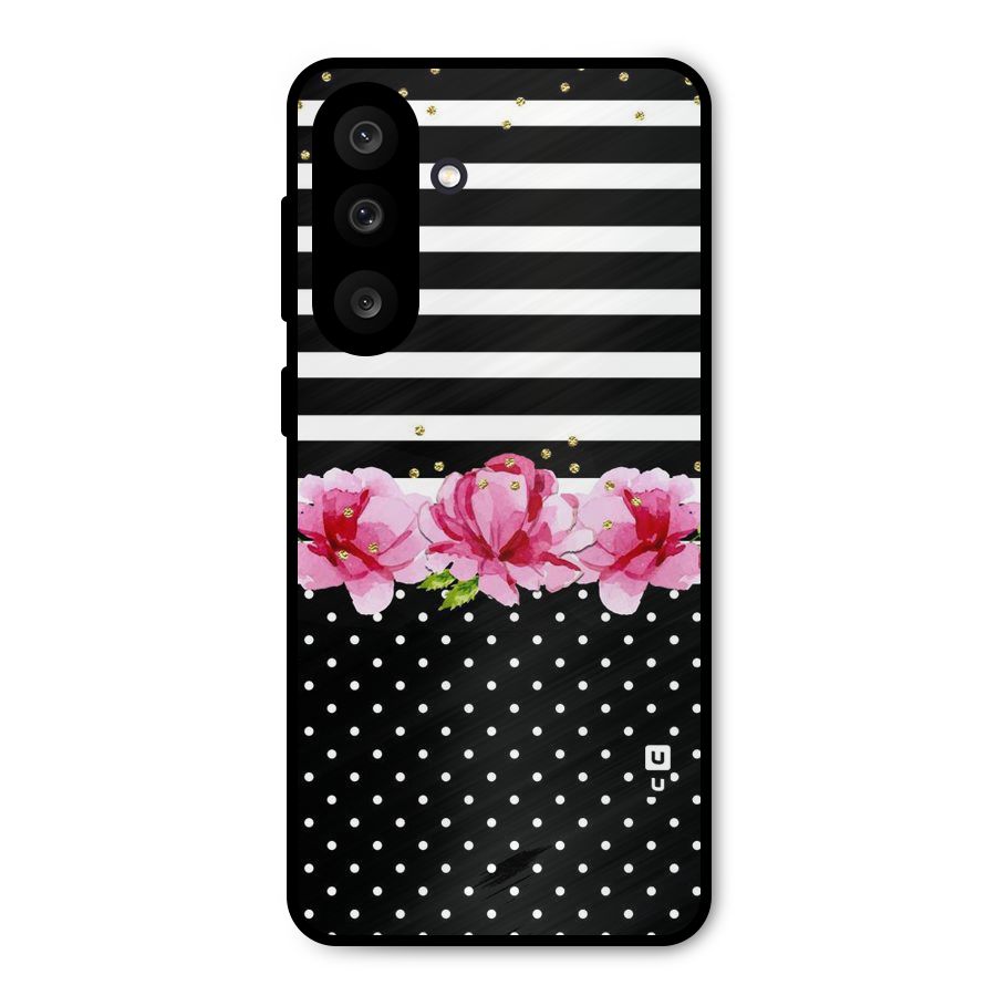 Polka Floral Stripes Metal Back Case for Galaxy M56