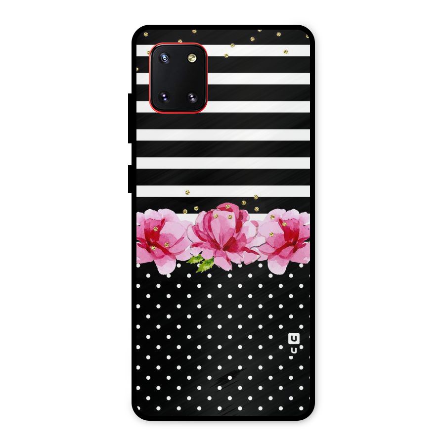 Polka Floral Stripes Metal Back Case for Galaxy Note 10 Lite
