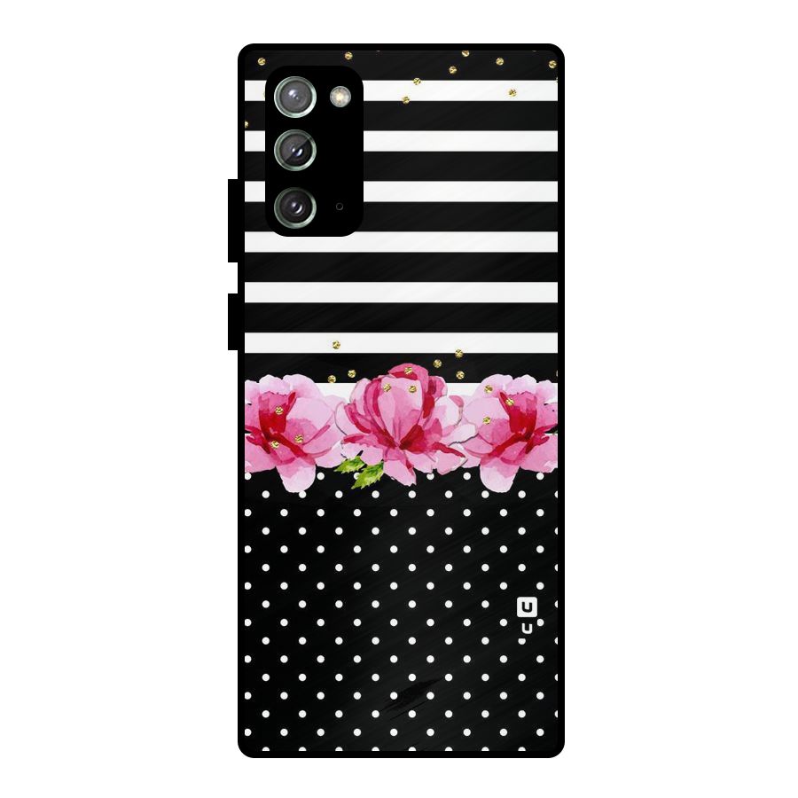 Polka Floral Stripes Metal Back Case for Galaxy Note 20