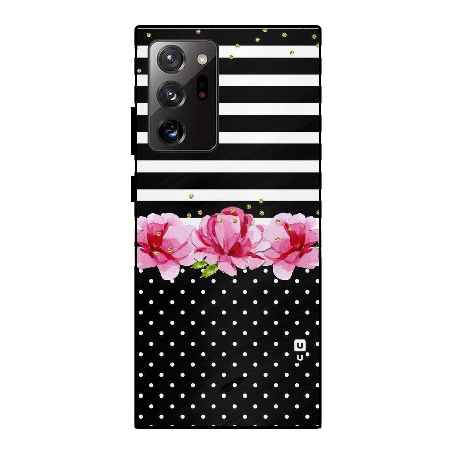 Polka Floral Stripes Metal Back Case for Galaxy Note 20 Ultra