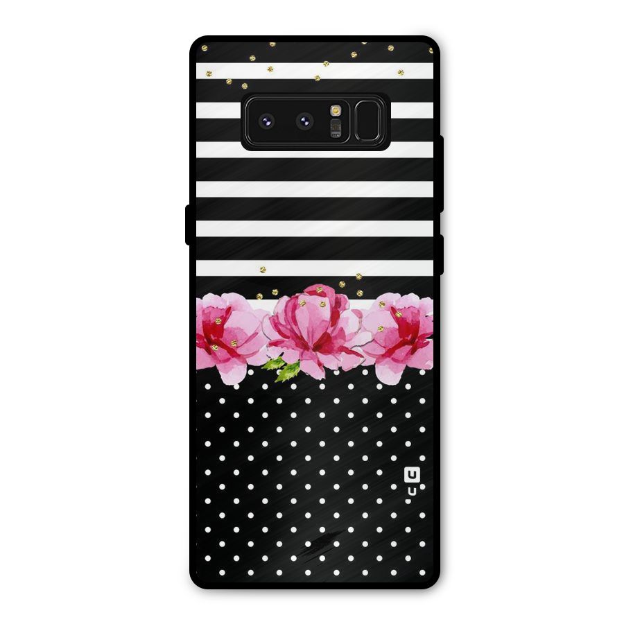 Polka Floral Stripes Metal Back Case for Galaxy Note 8