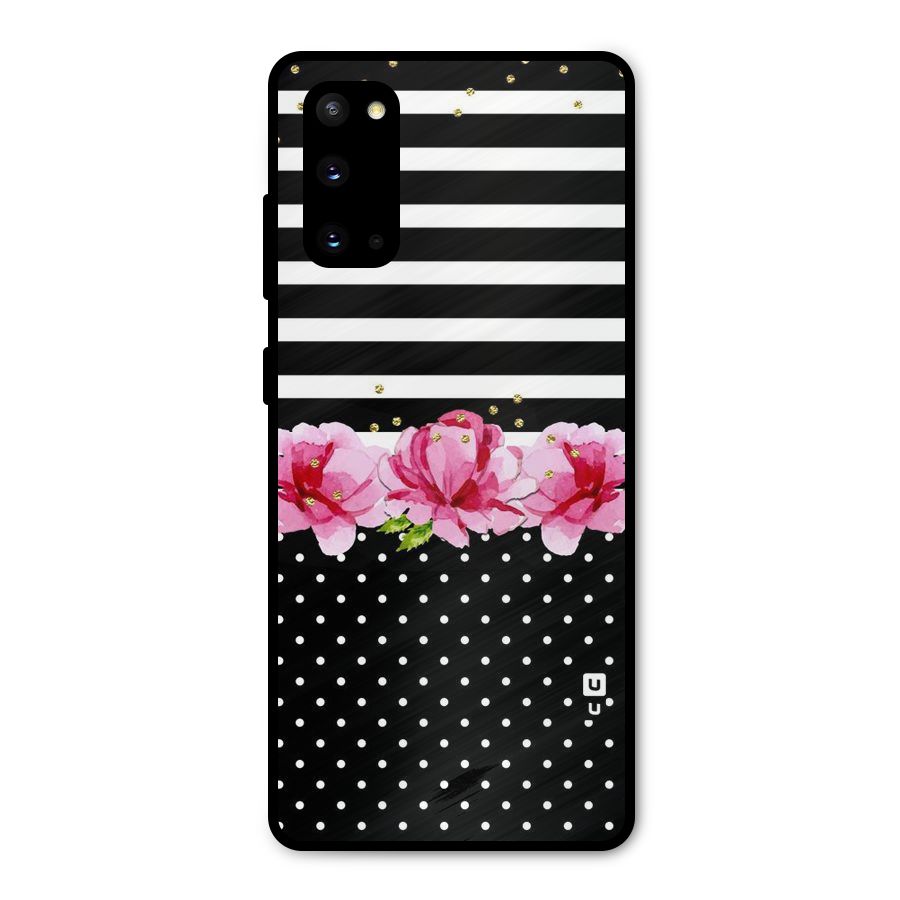 Polka Floral Stripes Metal Back Case for Galaxy S20