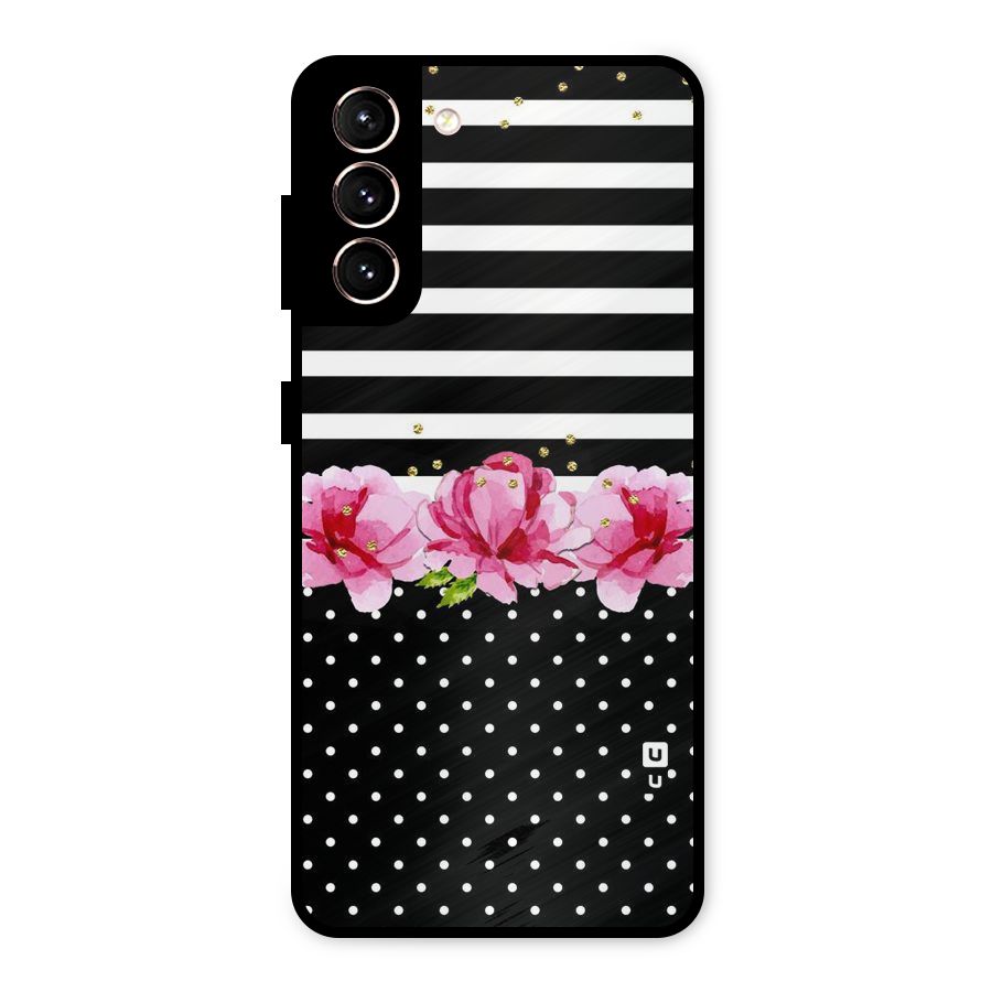 Polka Floral Stripes Metal Back Case for Galaxy S21 5G