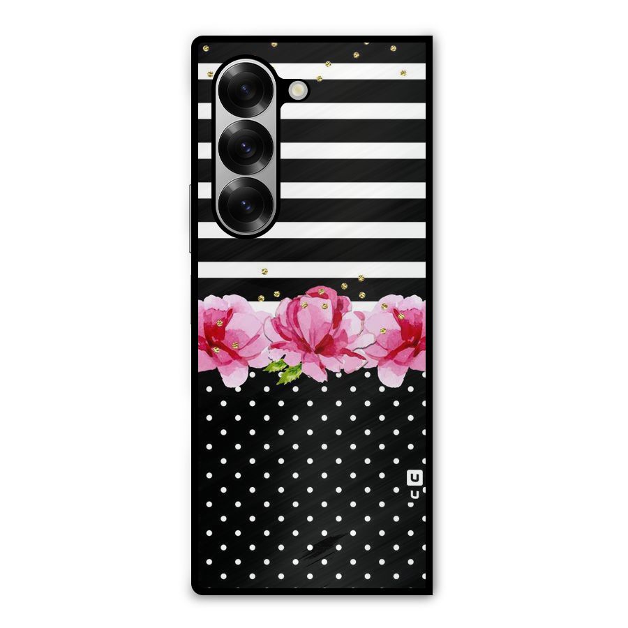 Polka Floral Stripes Metal Back Case for Galaxy Z Fold6