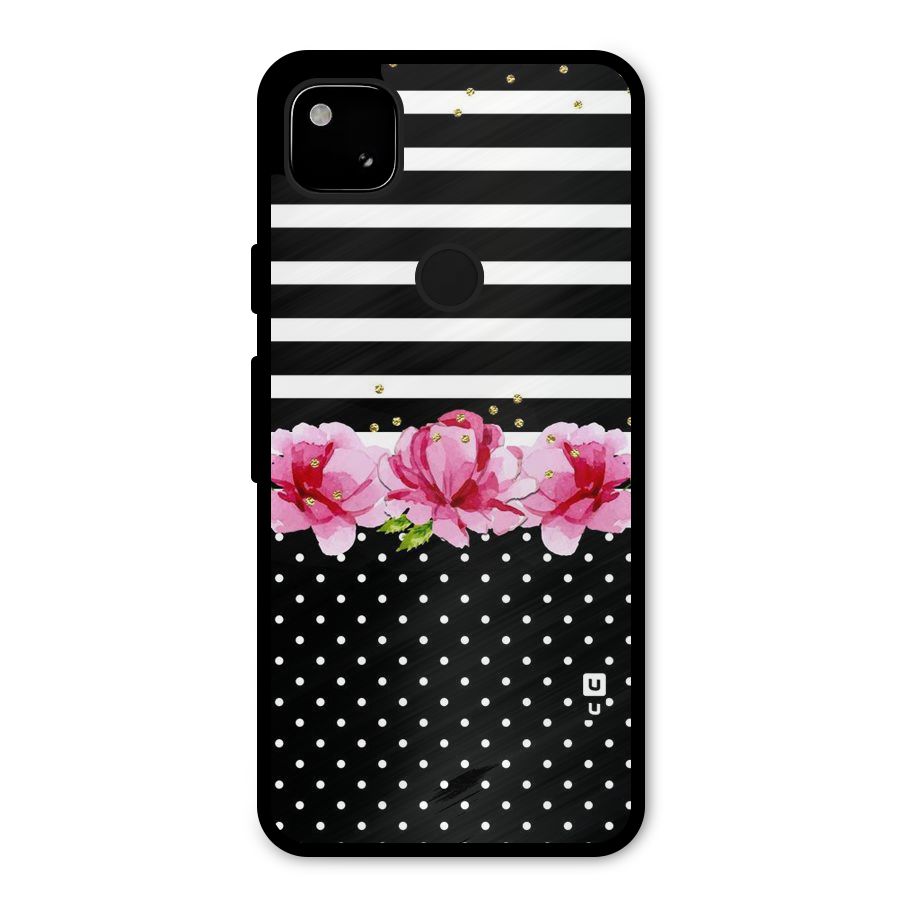 Polka Floral Stripes Metal Back Case for Google Pixel 4a