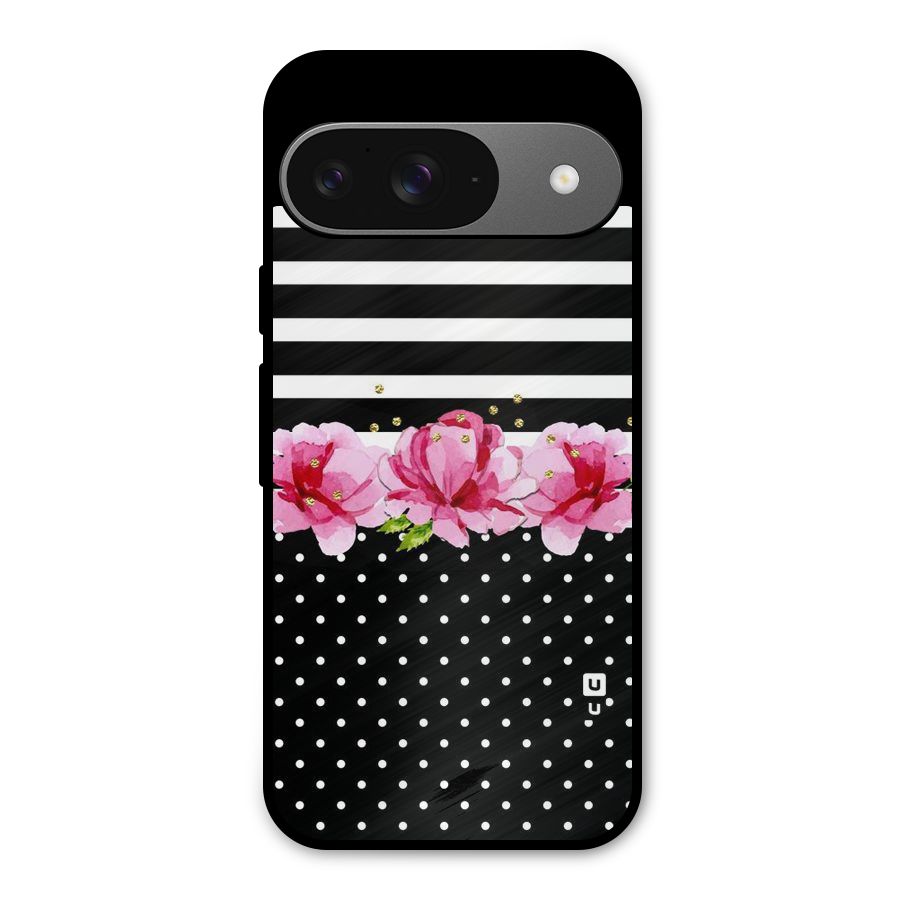 Polka Floral Stripes Metal Back Case for Google Pixel 9