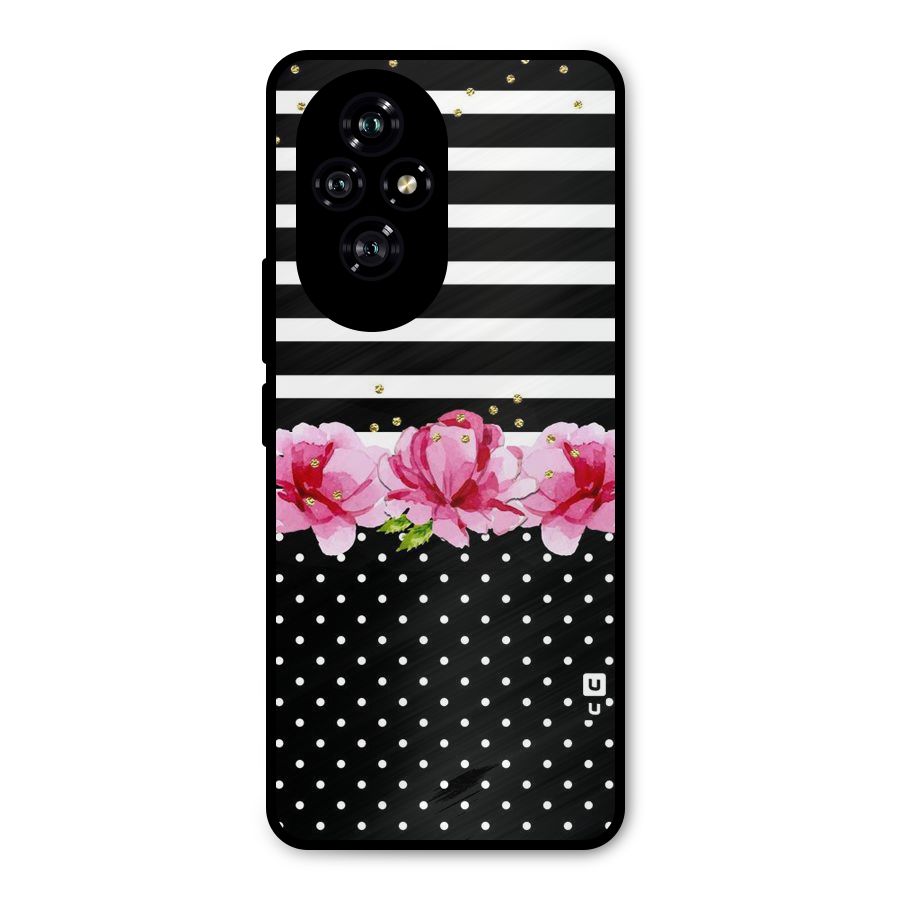 Polka Floral Stripes Metal Back Case for Honor 200